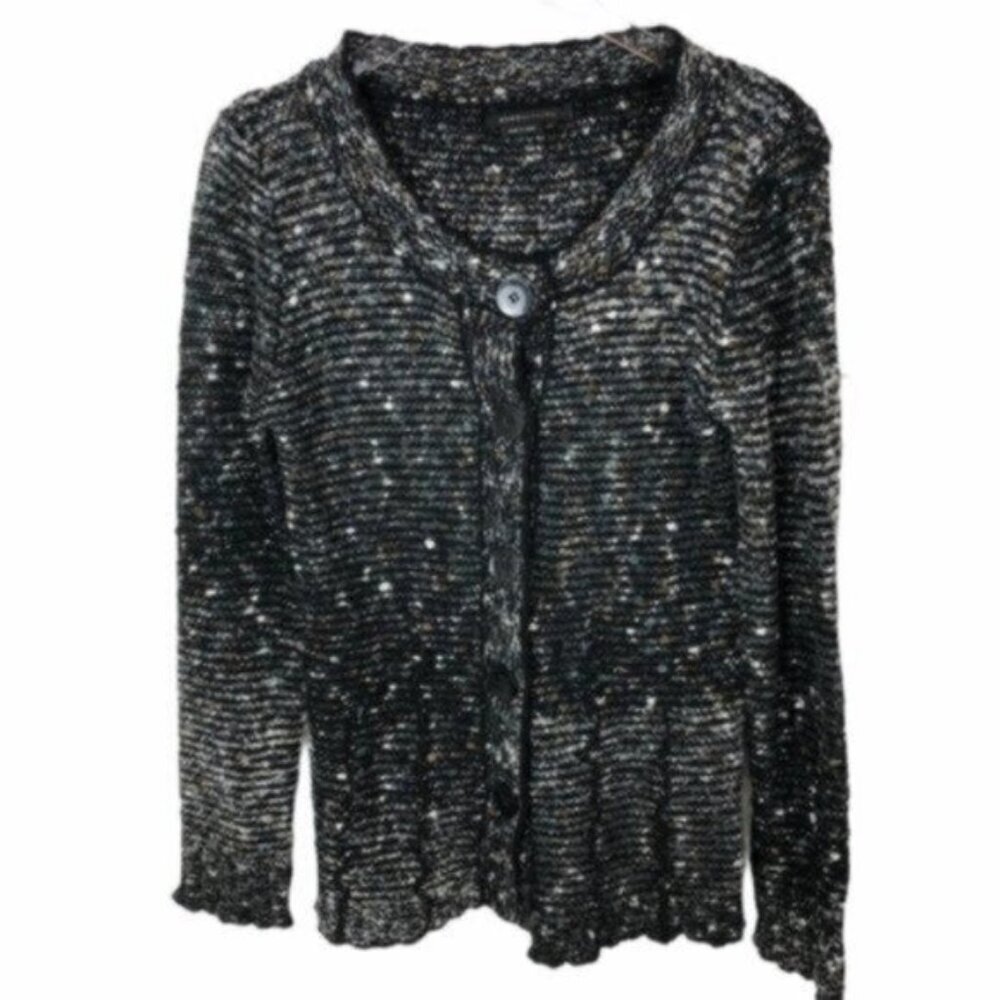 BCBG | Women's Black Long Sleeves Button Front Cardigan Sweater Size Medium